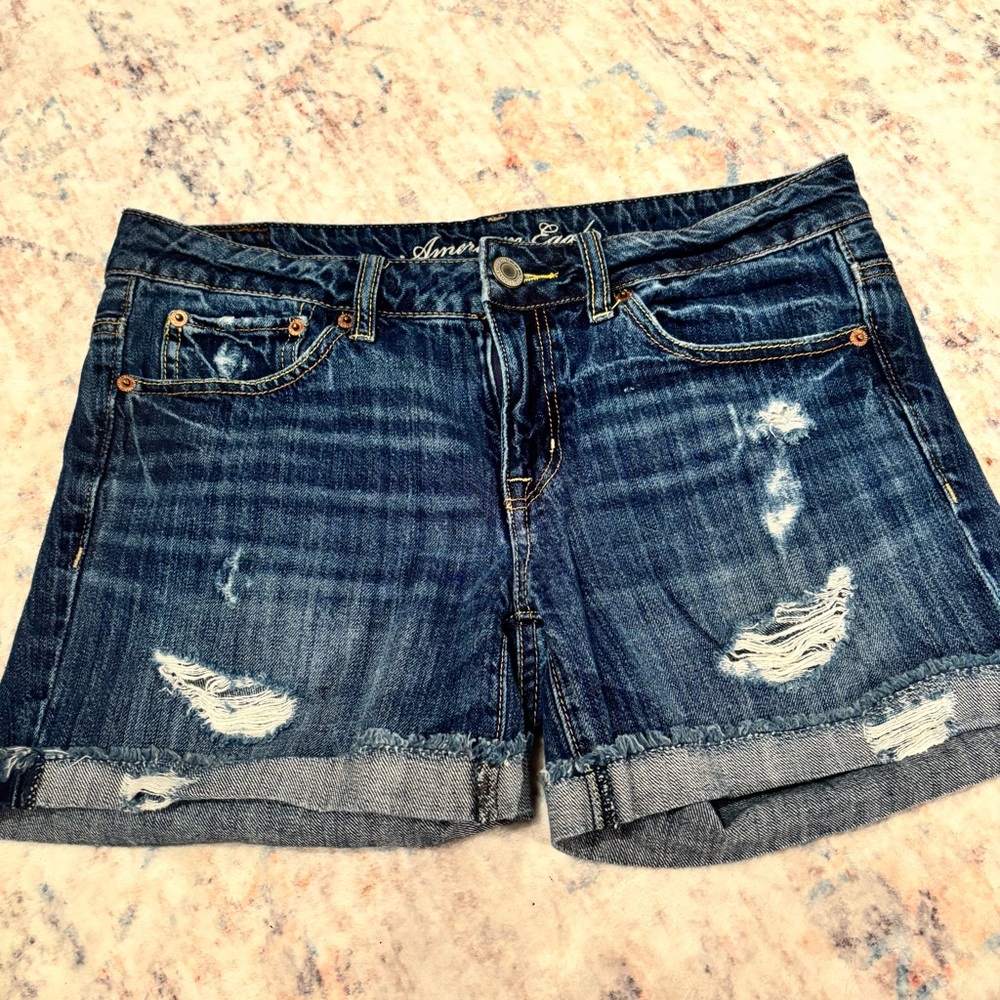 American Eagle Outfitters Distressed Blue Jean Shorts